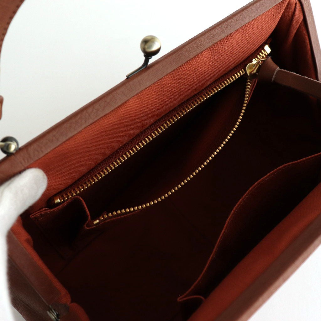 plain gama hand bag-round #antique brown
