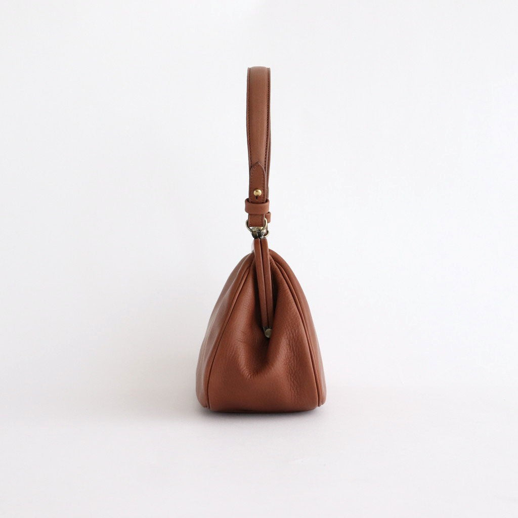 plain gama hand bag-round #antique brown