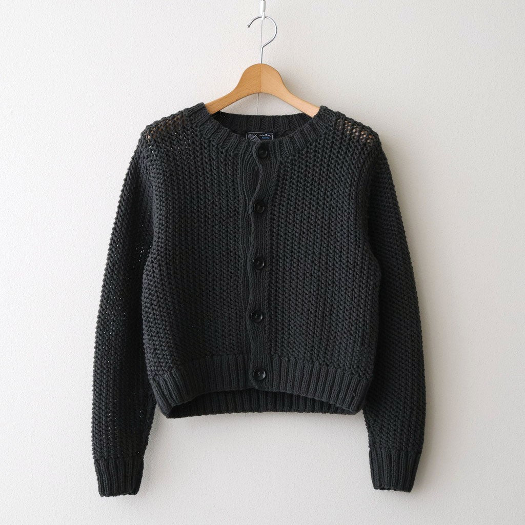 ネパール手編みKNIT クルーネックカーディガン #007 チャコール