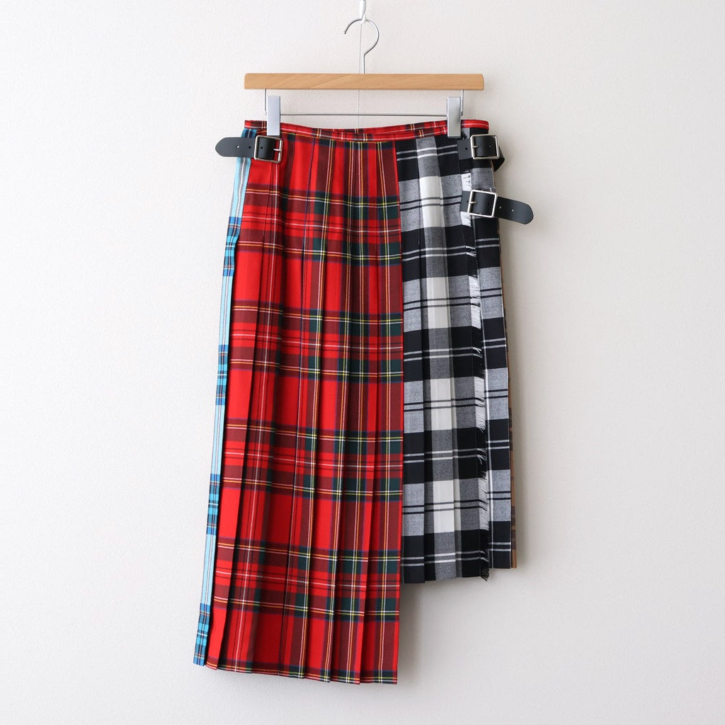O'NEIL OF DUBLIN × UNFIL 】worsted wool asymmetry kilt skirt