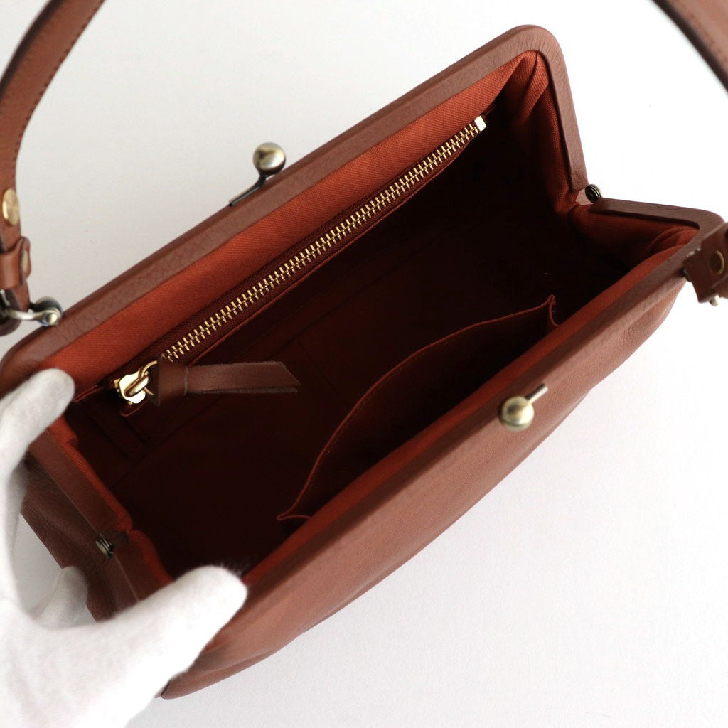plain gama hand bag-round #antique brown