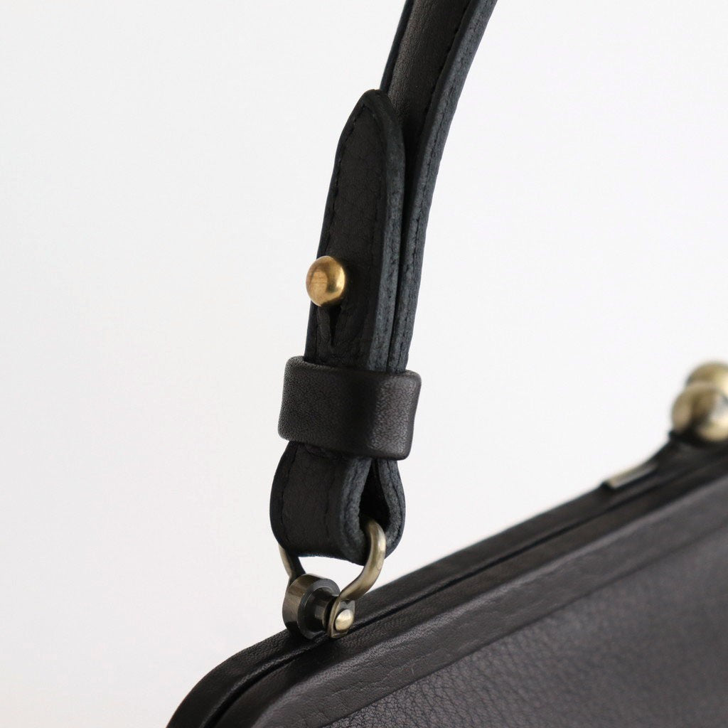 plain gama hand bag-round #black