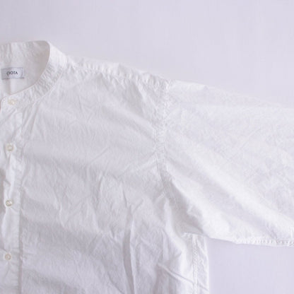 スビンコットン タイプライター バンドカラーシャツ #ホワイト [SHLM-102M-PWH]