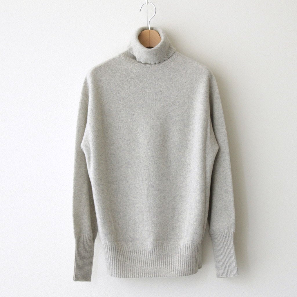 ウールカシミア12Gスロウピングショルダータートルネック #ASH GRAY [222734]