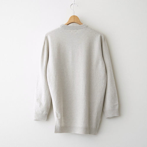 ex super fine woolen wool high-gauge knit P/O #melange light beige [WXFL-UW120]