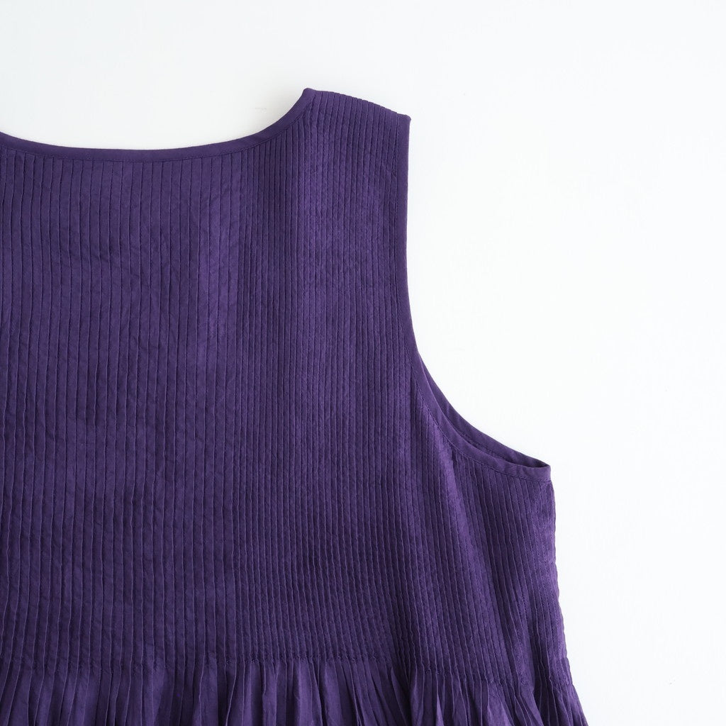 80s ORGANIC COTTON VOILE NO/SLEEVE PULLOVER DRESS WITH MINI PINTUCK #2700 PURPLE [NMDS26244]