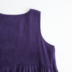 80s ORGANIC COTTON VOILE NO/SLEEVE PULLOVER DRESS WITH MINI PINTUCK #2700 PURPLE [NMDS26244]