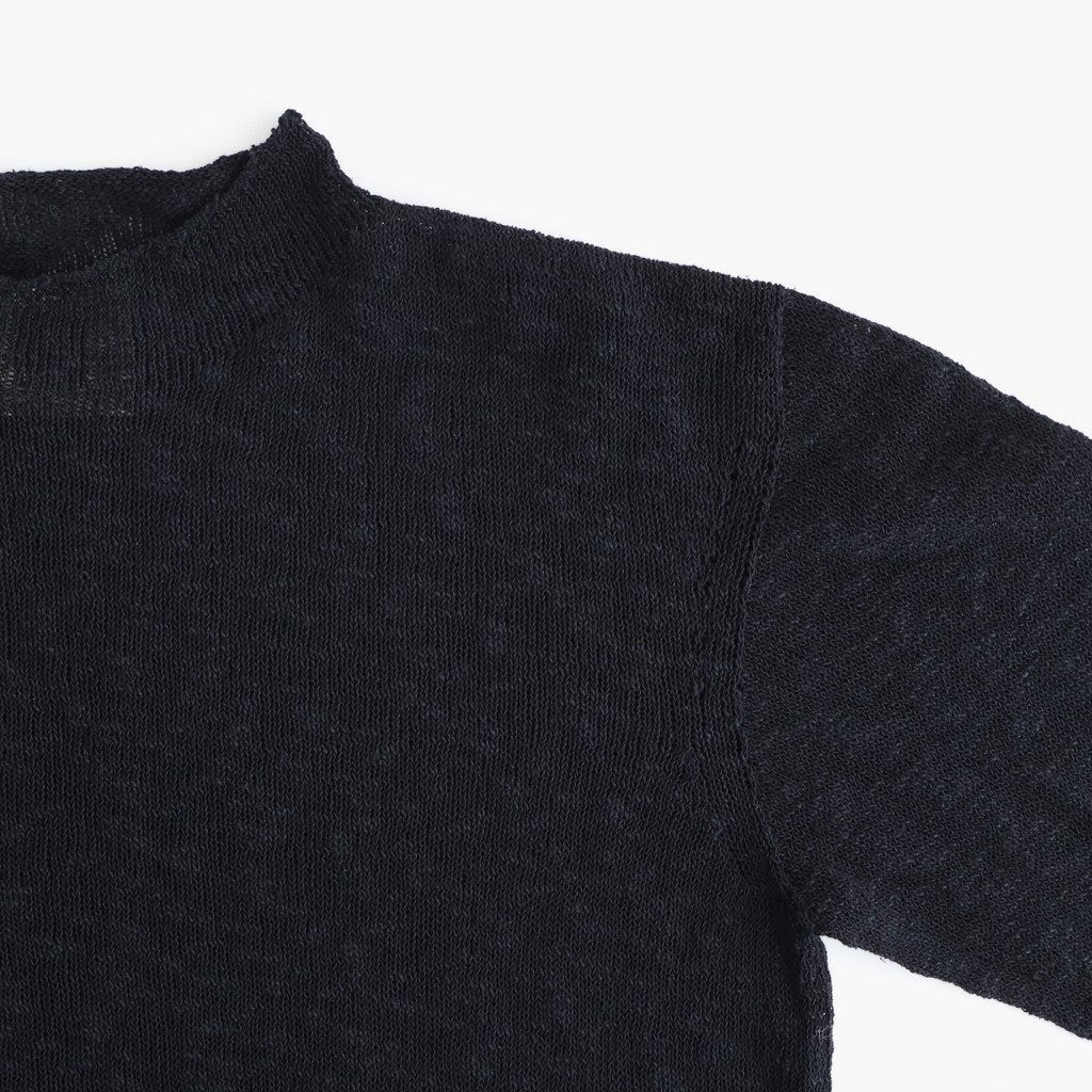 cotton & silk slub yarn bottle-neck P/O #black [WXSP-UW125]