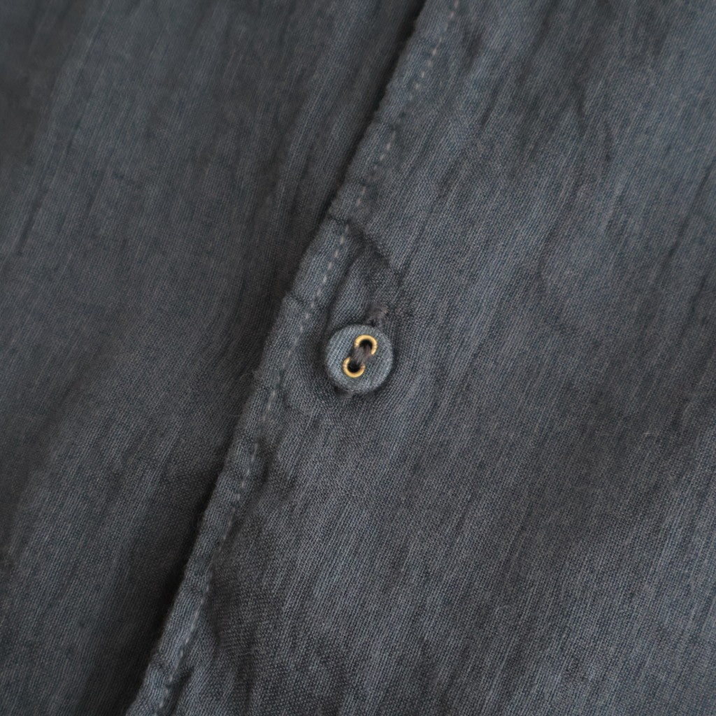 AUTO LOOM LINEN/COTTON PLAIN OVERDYE OPEN COLLAR S/SL SHIRTS #991D C.BLACK [IMDSH2612LCD]