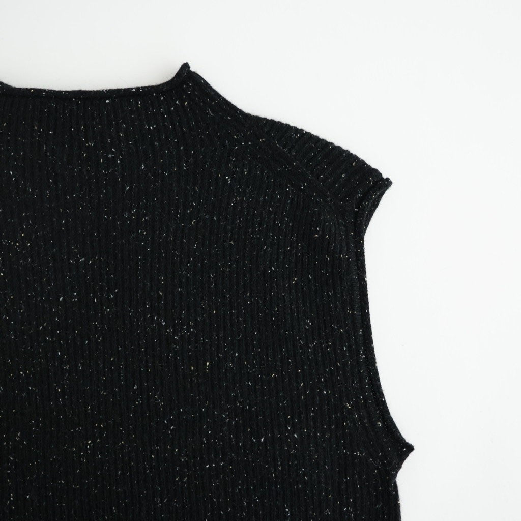 woolen cotton & silk nep wool tweed-knit vest #black tweed [WXFL-UW125]