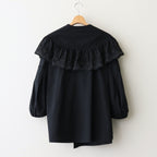 日日夜夜：Wide lace collar smock blouse #black [13251-05107]