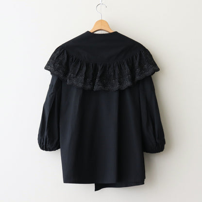 日日夜夜：Wide lace collar smock blouse #black [13251-05107]