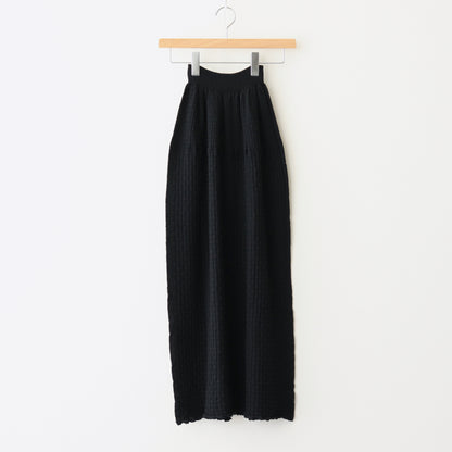 Cotton-boucle Basket Skirt #Black [oni052]