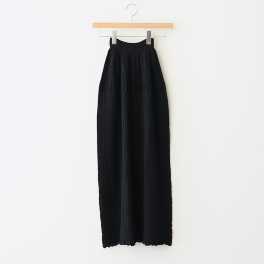 Cotton-boucle Basket Skirt #Black [oni052]
