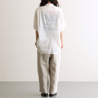 AUTO LOOM LINEN/COTTON PLAIN OVERDYE OPEN COLLAR S/SL SHIRTS #9000 WHITE(WASHED) [IMDSH2612LCD]