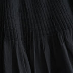 80s ORGANIC COTTON VOILE MINI PINTUCK FLARED SKIRT #9900 BLACK [NMDS26245]