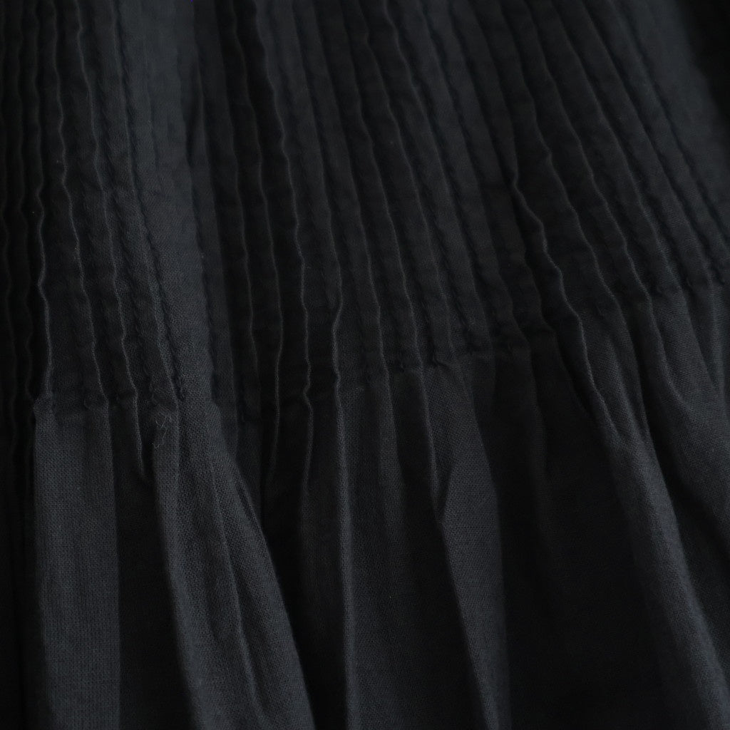 80s ORGANIC COTTON VOILE MINI PINTUCK FLARED SKIRT #9900 BLACK [NMDS26245]