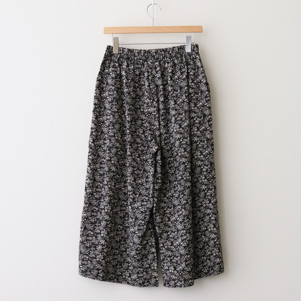 COTTON SLUB SMALL FLOWER PRINT WIDE EASY PANTS #9982 BLK (BLACK x BEIGE PRINT) [NSL25575]