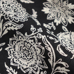 80s VOILE TWO TONE FLOWER PRINT REGULAR COLLAR S/SL DRESS #9982 BLACK x Lt BEIGE PRINT [NSL25084]