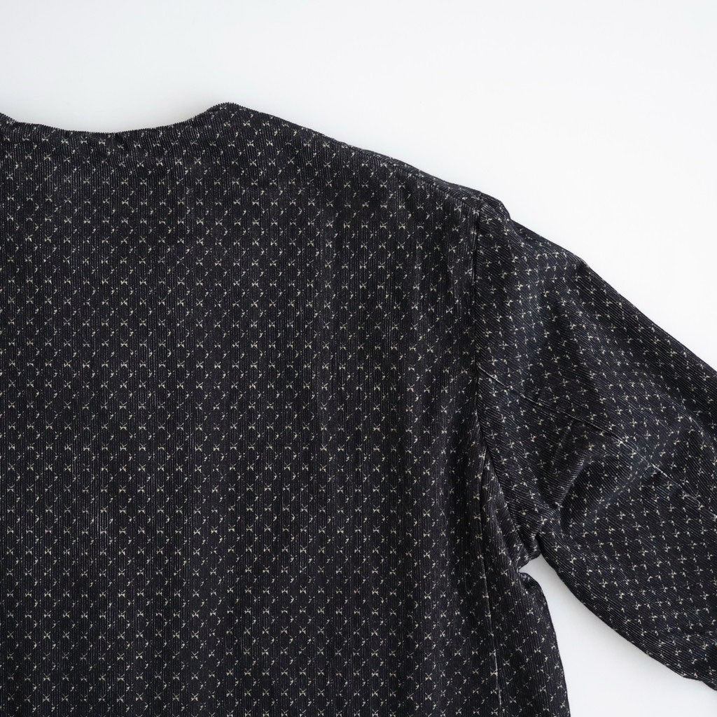 MINI CORDUROY CROSSHATCH PRINT NO COLLAR DOUBLE JACKET #3991 NVY (NAVY/IVORY) [NSL26581]