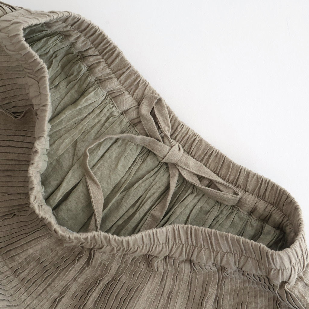 HANDWOVEN HEAVY COTTON PLAIN FLARED SKIRT WITH PINTUCK #8300 BEIGE/BLACK SELVAGE [INMDS25725]