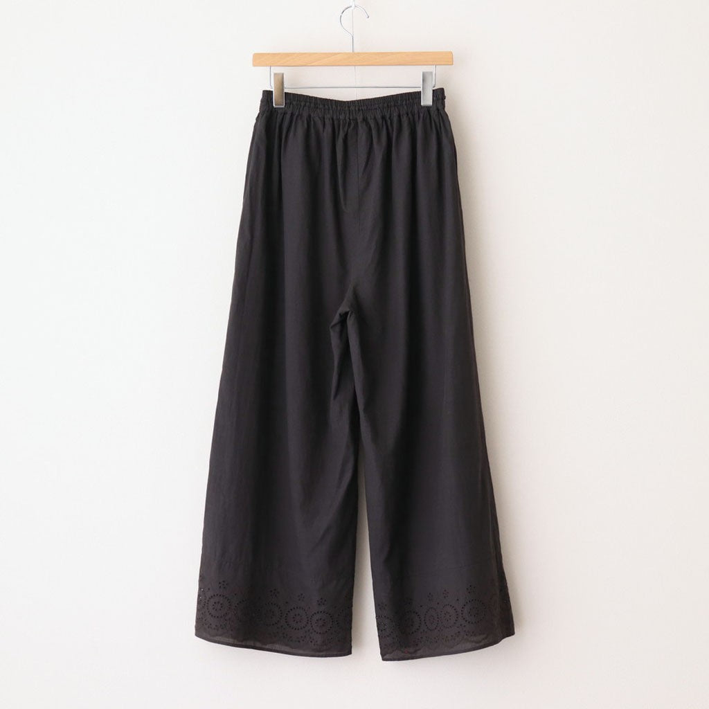80s VOILE PLAIN WITH CUT WORK LACE EASY PANTS #9900 BLACK [INSL23224]