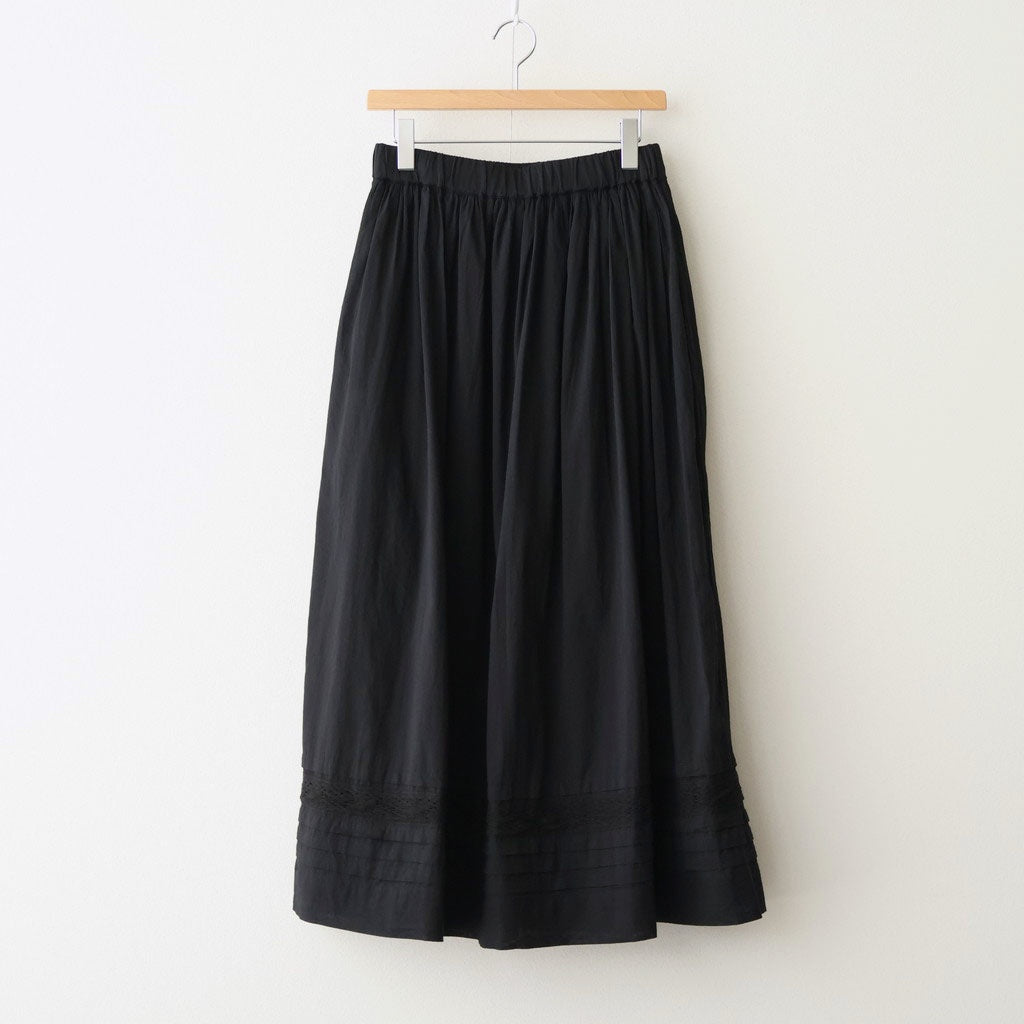 80s COTTON VOILE LACE GATHERED SKIRT #9900 BLACK [NSL26093]