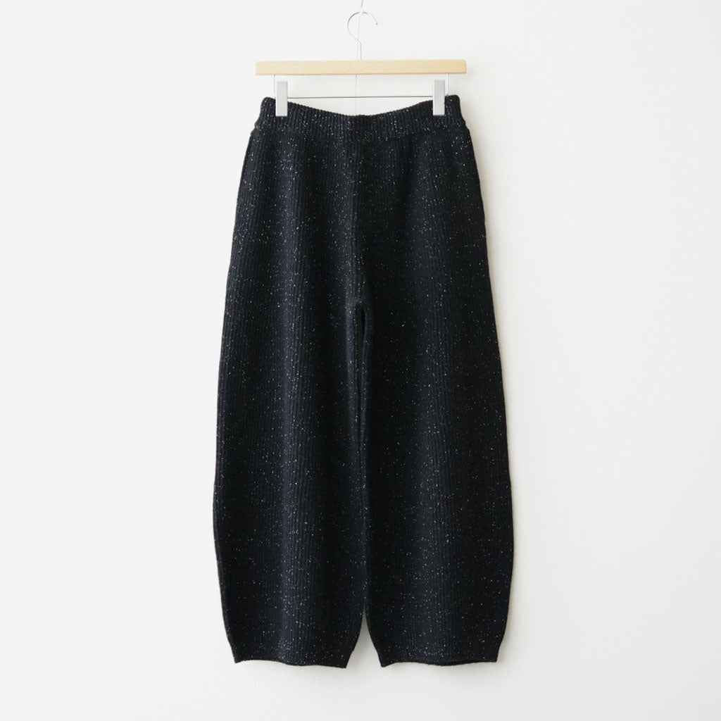 woolen cotton & silk nep wool tweed-knit pants #black tweed [WXFL-UW126]