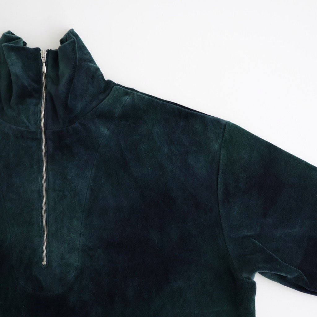 tie-dyed cotton velour high-neck P/O #navy × pine green [WXFL-UW116]