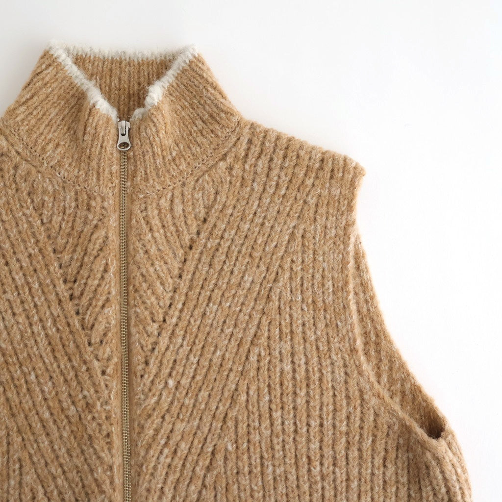 Blushed knit vest #Beige [252804]