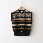 Flower Jacquard Knit Vest #Black [261806]