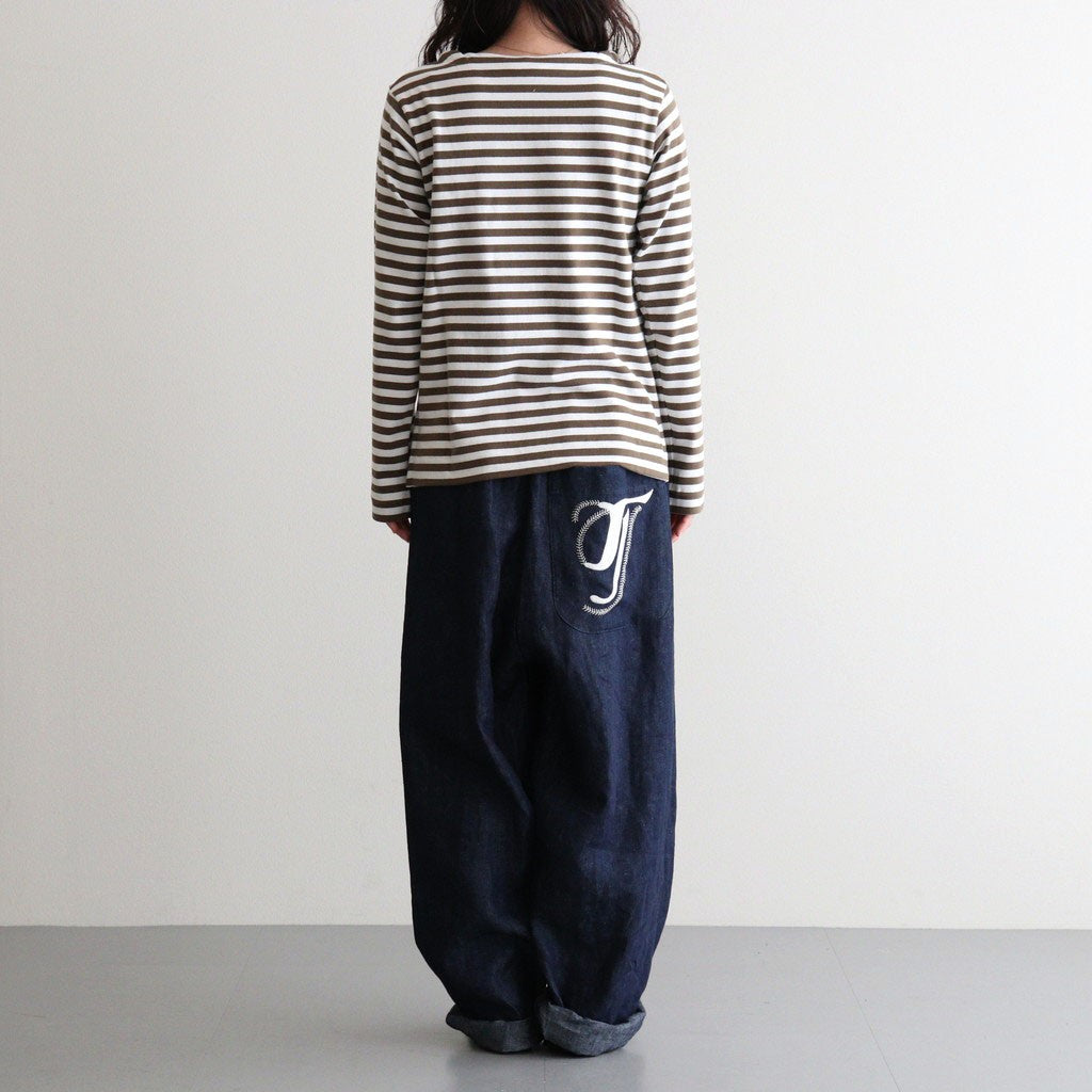 裏起毛 BORDER SPY EYE BOAT NECK PULLOVER #Khaki [no.7743]