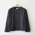 MINI CORDUROY CROSSHATCH PRINT NO COLLAR DOUBLE JACKET #3991 NVY (NAVY/IVORY) [NSL26581]