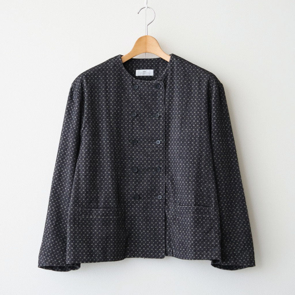 MINI CORDUROY CROSSHATCH PRINT NO COLLAR DOUBLE JACKET #3991 NVY (NAVY/IVORY) [NSL26581]