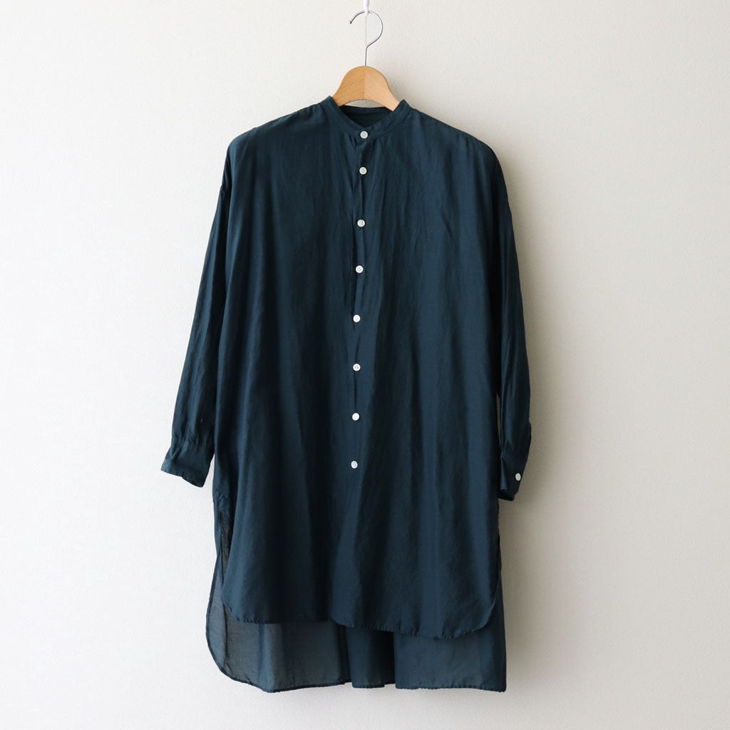 G.D COTTON SILK STAND COLLAR LONG SHIRT #Navy [no.7366]