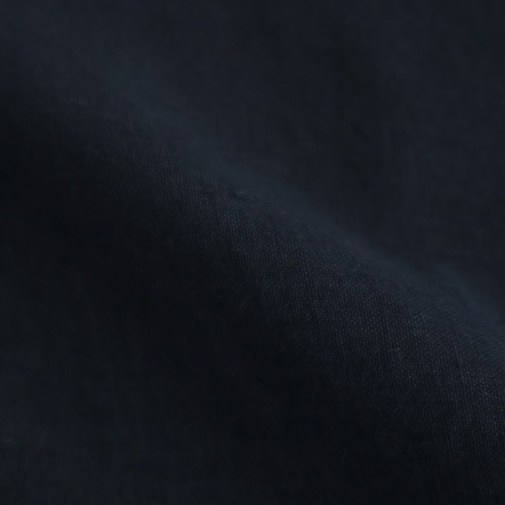 HANDWOVEN HEAVY COTTON PLAIN BACK OPENING STAND COLLAR SHIRT WITH MINI PINTUCK #9900 BLACK/BEIGE SELVAGE [INMDS25722]
