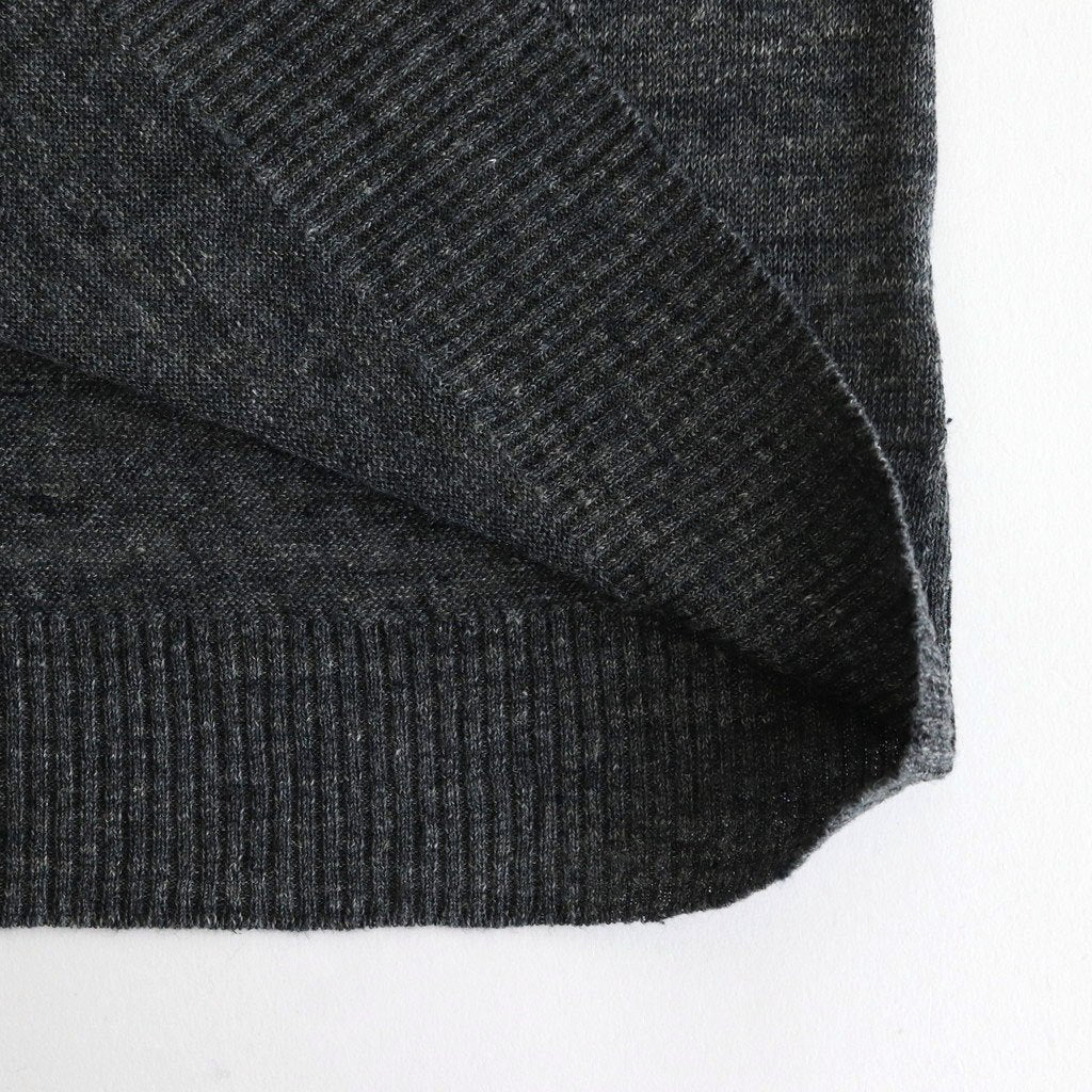 12GG 1PLY LINEN PLAIN V-NECK 1 BUTTON CARDIGAN #9800 CHARCOAL [GNSL23302]