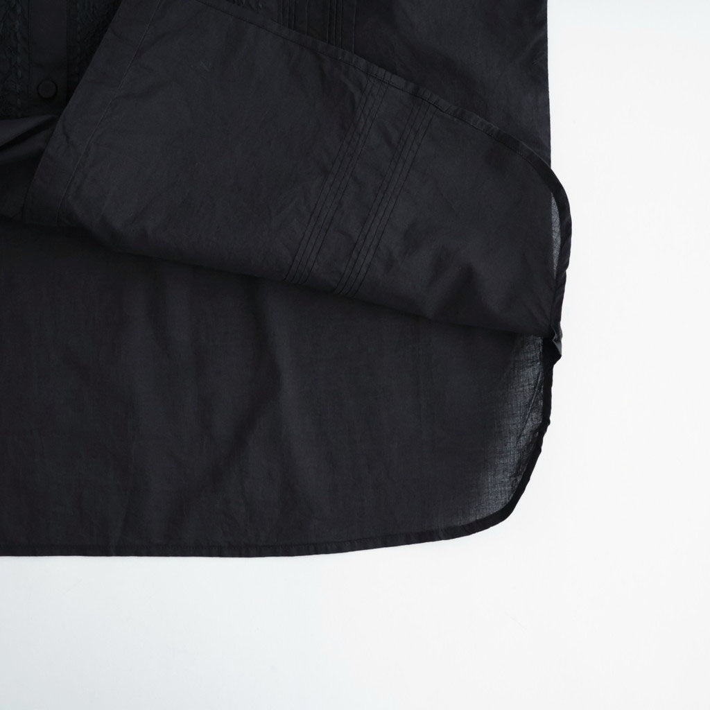 60s ORGANIC CAMBRIC WITH EMB BANDED COLLAR PINTUCK & EMB SHIRT #9900 BLACK [NMDS26521]