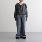 cotton open-end yarn terry wide sweat pants #steel blue [WXSP-UW120]
