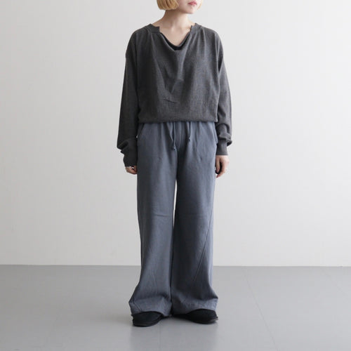 cotton open-end yarn terry wide sweat pants #steel blue [WXSP-UW120]