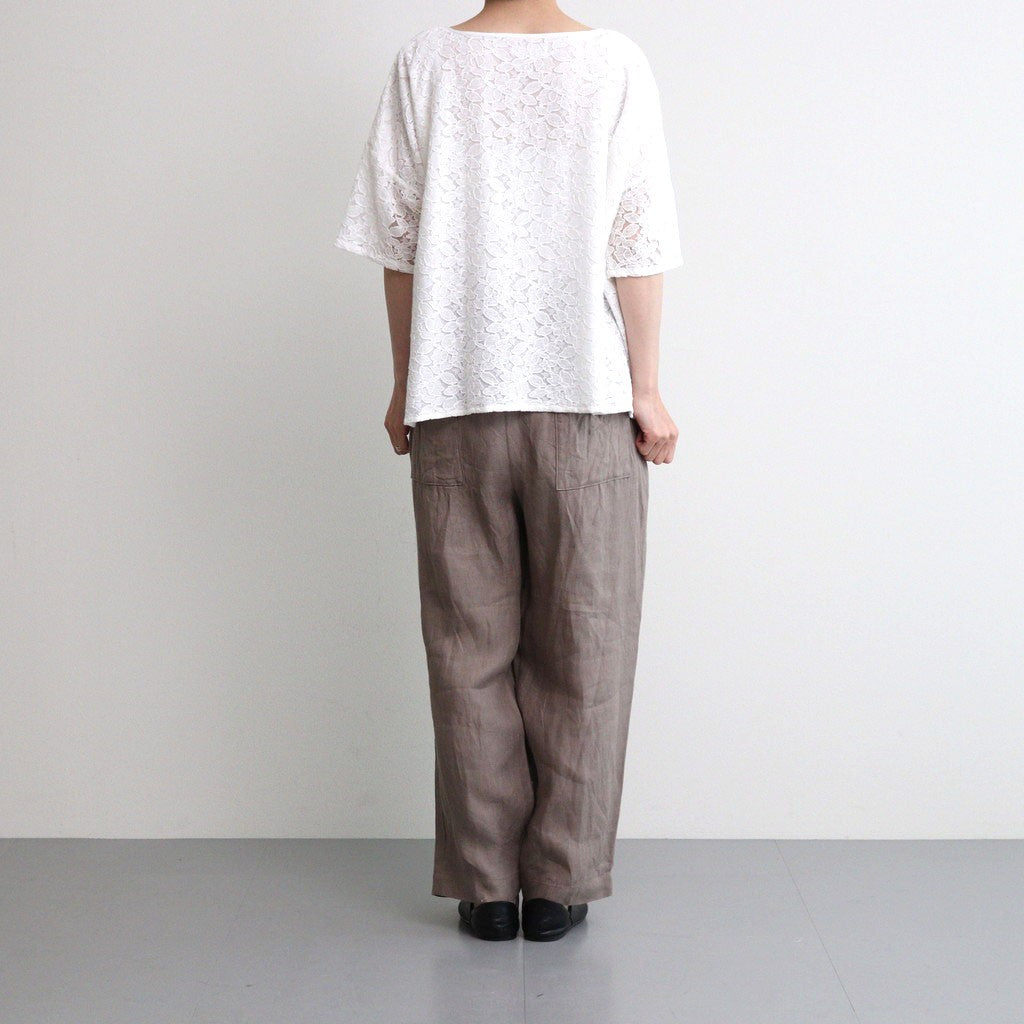 VOILE TULLE LACE S/SL SMOCK WITH COTTON VOILE #9000 OFF WHITE [NSL25051]