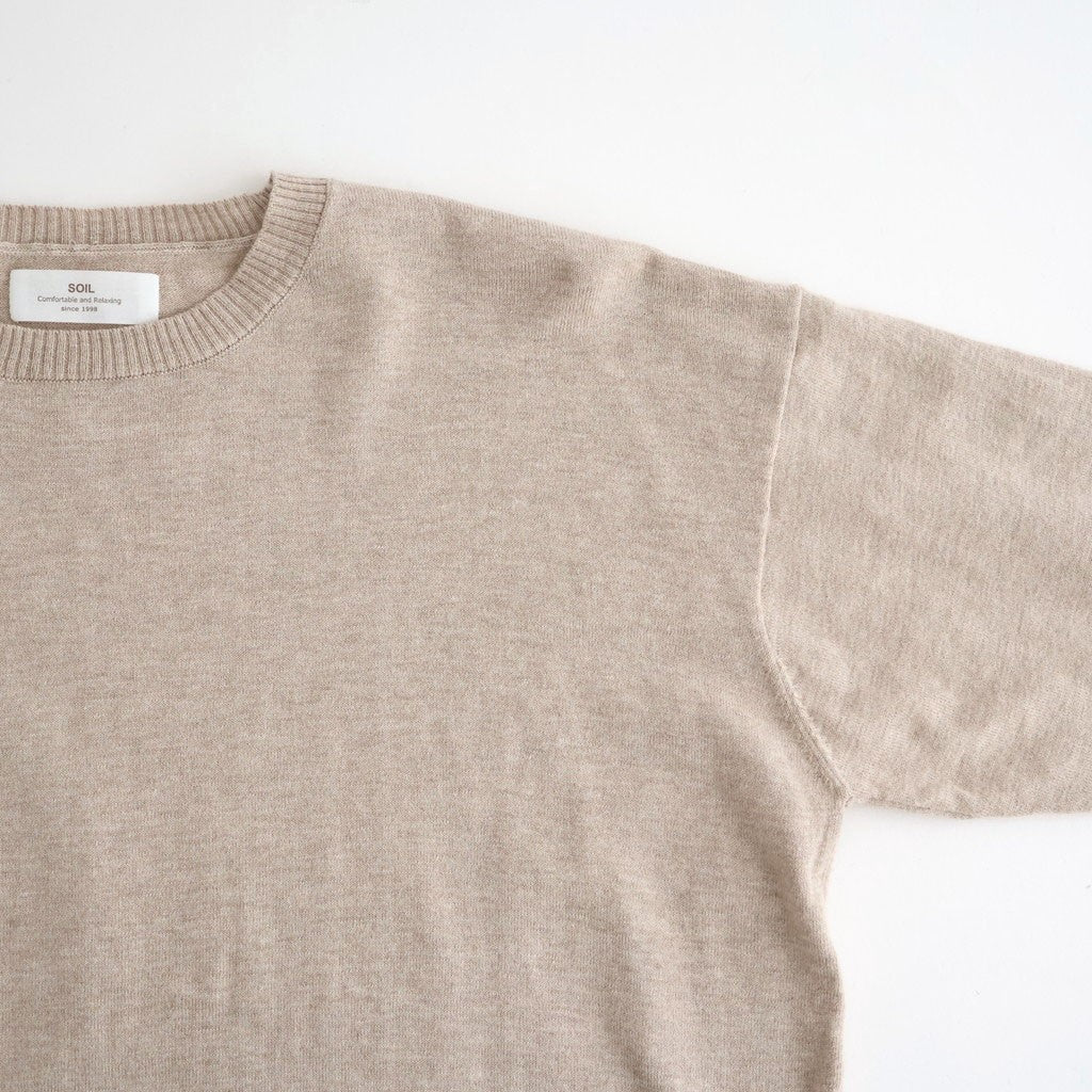 14GG PLAIN STITCH COTTON/NYLON/SILK CREW-NECK PULLOVER #8200 LT.BEIGE [NNSL26502]