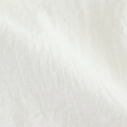 80s COTTON VOILE PLAIN BANDED COLLAR GATHER SHIRT #9100 OFF WHITE [NSL25041]