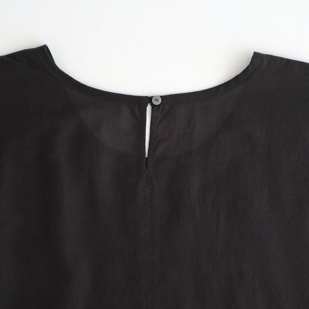 80s VOILE PLAIN WITH CUT WORK LACE CREW NECK PULLOVER DRESS #9900 BLACK [INSL26343]
