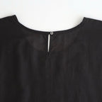 80s VOILE PLAIN WITH CUT WORK LACE CREW NECK PULLOVER DRESS #9900 BLACK [INSL26343]