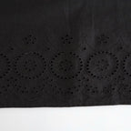 80s VOILE PLAIN WITH CUT WORK LACE CREW NECK FRENCH/SL SHIRTS WITH PINTUCK #9900 BLACK [INSL26342]