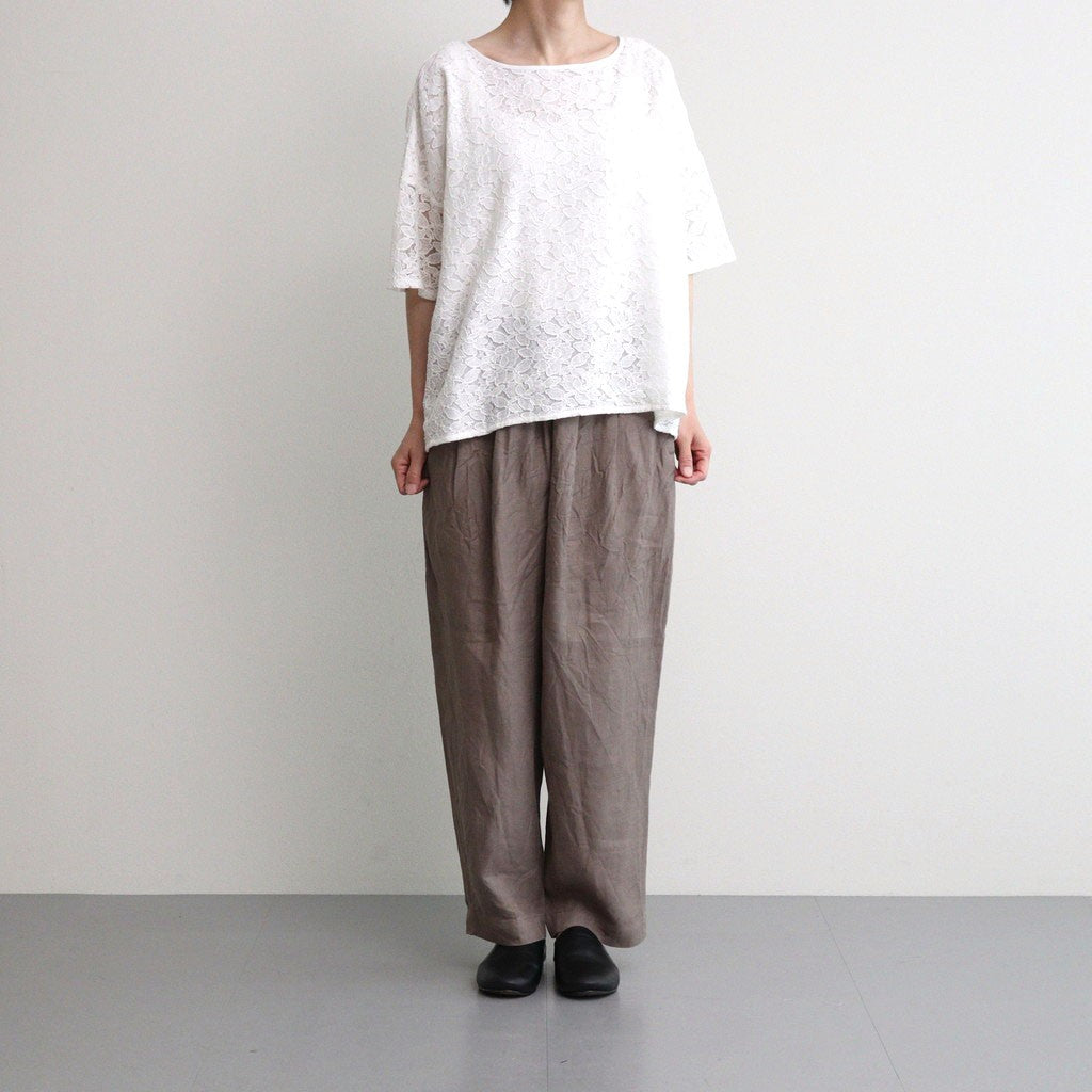VOILE TULLE LACE S/SL SMOCK WITH COTTON VOILE #9000 OFF WHITE [NSL25051]