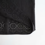 80s VOILE PLAIN WITH CUT WORK LACE CREW NECK PULLOVER DRESS #9900 BLACK [INSL26343]