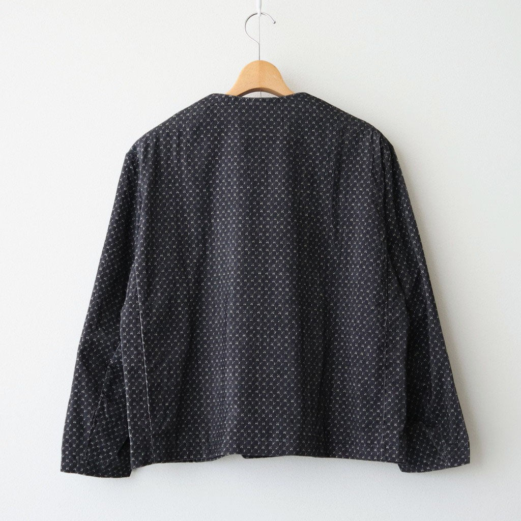 MINI CORDUROY CROSSHATCH PRINT NO COLLAR DOUBLE JACKET #3991 NVY (NAVY/IVORY) [NSL26581]