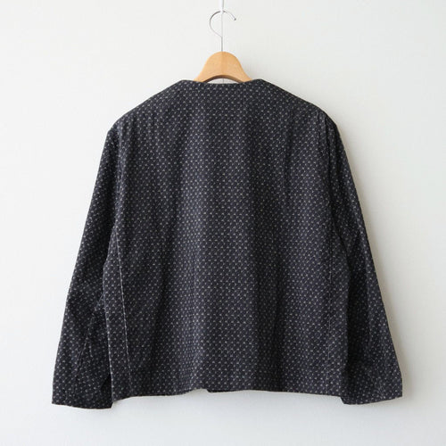 MINI CORDUROY CROSSHATCH PRINT NO COLLAR DOUBLE JACKET #3991 NVY (NAVY/IVORY) [NSL26581]